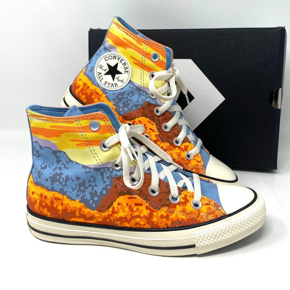 CONVERSE Men's 170843F CTAS Sneaker HI Magma Orange Sea Blue Canvas Eco Friendly - Picture 6 of 8